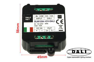 Dalcnet DLM1224-1CV-DALI Led Dimmer Bus DALI 12V 24V 10A Pulsante N.O. 0/1-10V