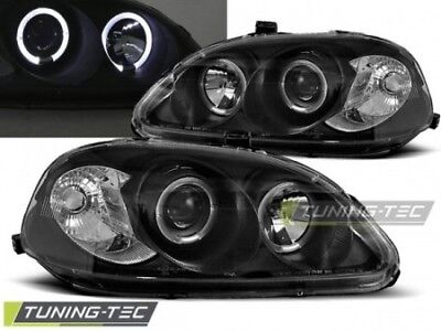 Coppia Set Fari Fanali Anteriori Tuning CIVIC 03.99-02.01 ANGEL EYES Nero