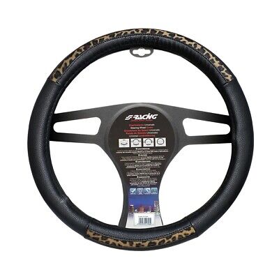 Coprivolante Leopard Ecopelle nera con inserti leopardati per volanti diametro