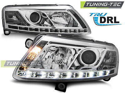 HEADLIGHTS TRUE DRL CHROME fits A6 C6 04.04-08