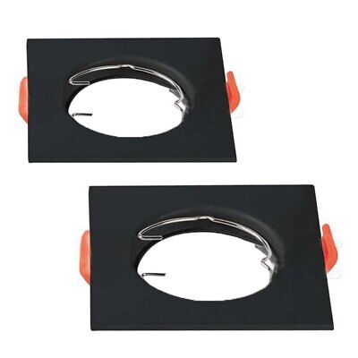 2 PZ Porta Faretti Led GU10 MR16 Quadrato Fisso Con Molla Nero Spotlight