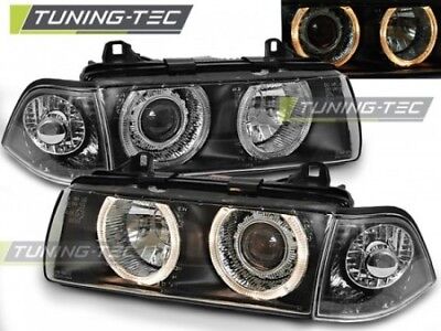 Coppia Fari Fanali Anteriori Tuning  E36 12.90-08.99 ANGEL EYES Nero