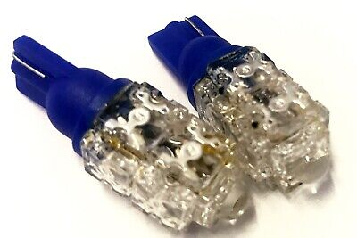 Coppia 2 Lampade Led T10 Con 9 F5 Flux Colore Blu Blue 12V 1W <p> Attacco:T10