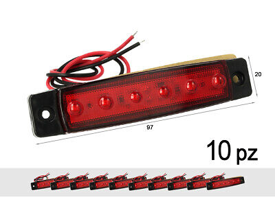 10 Pezzi Fanali Laterali Led 24V 12V Colore Rosso Per Luce Ingombro Cortesia