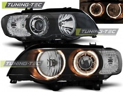 Coppia Fari Fanali Tuning Anteriori X5 E53 09.99-10.03 ANGEL EYES Nero XENON