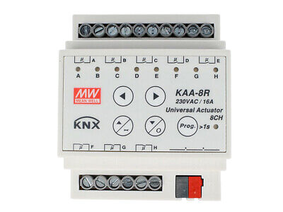 MeanWell KAA-8R Attuatore KNX Universale Relay On/Off 8 Canali 16A Konnex Con G