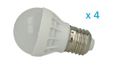 4 PZ Lampade Led E27 Bulbo 3W=30W Bianco Freddo Diametro 50mm Altezza 80mm <p