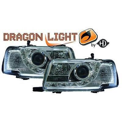 Coppia fari fanali anteriori TUNING 80 91-94 cromati dragon Dayline a LED