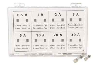 Kit 80 Fusibile Auto Moto Camper Camion Barca Tubo In Vetro 0.5A 1A 2A 3A 5A 10