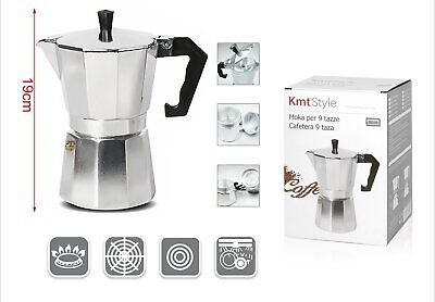 Caffettiera Moka in Alluminio 9 Tazze Alta 19cm <ul><li>Scopri il piacere di un