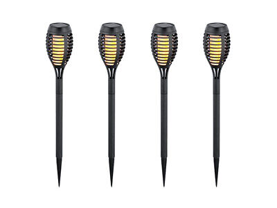 Kit 4 Lampade Solare a Led 1W 2200K Forma di Torcia Effetto Fiamma IP44 Per Gia