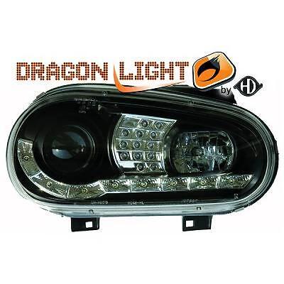 Coppia fari fanali anteriori TUNING GOLF IV 97-03 neri Dayline a LED H1+H1