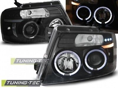 Coppia Faro Fanale Anteriore Tuning F150 MK 11 04-08 ANGEL EYES Nero