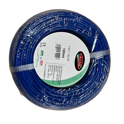 100mt Cavo Elettrico FS17 450/750V Unipolare 1X2.5mm Colore Blu Made In Italy