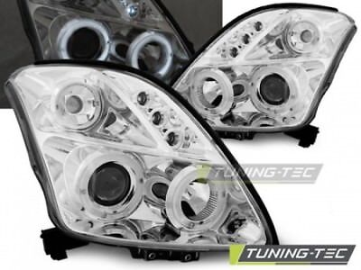 Coppia set Fari Fanali Anteriori Tuning SWIFT 05.05-10 ANGEL EYES Cromato