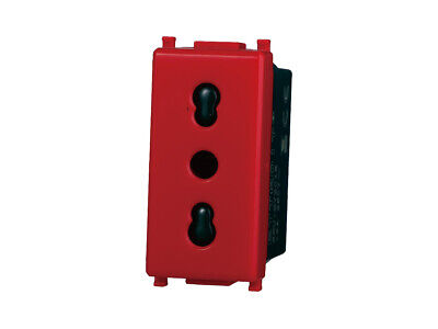 ETTROIT Presa Bipasso Bivalente 2P+T 10/16A Colore ROSSO Compatibile Con Vimar
