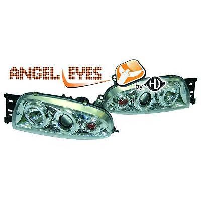 Coppia Fari Fanali Anteriori Tuning FIESTA 95-99 chrome con anelli ANGEL EY