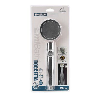 Cornetta Soffione Doccia 8cm con Rotazione 360 Interruttore STOP Inclinazione