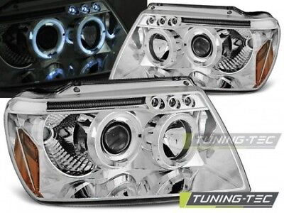 Coppia Fari Fanali Anteriori Tuning GRAND CHEROKEE 99-05.05 ANGEL EYES Cromo