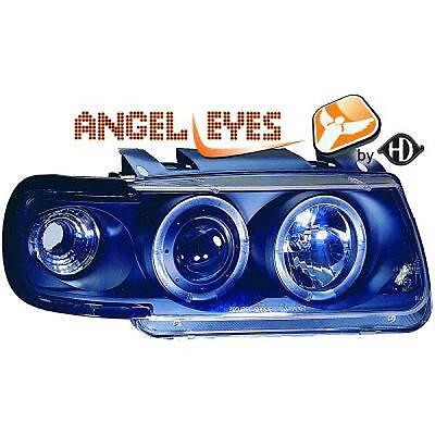 Coppia Fari Fanali Anteriori Tuning POLO 94-99 cromati con anelli ANGEL EYE