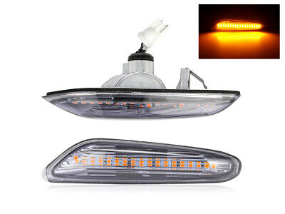 Kit Freccia Laterale a Led Side Marker Lente Trasparente Luce Arancione Per