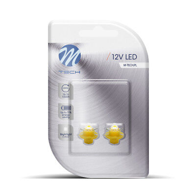 COPPIA Lampada Lampadina Luce M-TECH LED DIODO T5 (B8.4D) Per Cruscotto (GIALLO)