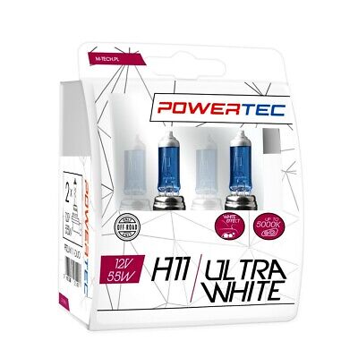 Coppia Lampade Lampadine Powertec UltraWhite H11 12V  +100% 5000k tuning