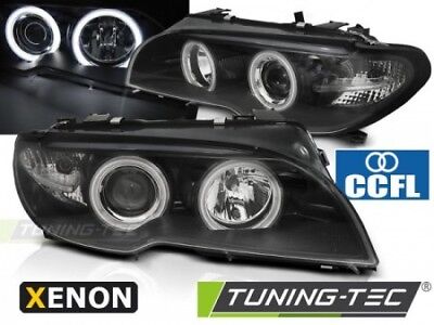 Coppia Fari Fanali Tuning E46 04.03-06 COUPE CABRIO ANGEL EYES XENON D2S Nero