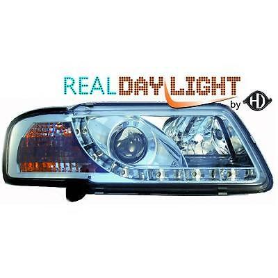 Coppia fari fanali anteriori TUNING A3 96-00 chrome con Dayline a LED o