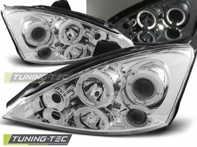 Coppia Set Kit Fari Fanali Anteriori Tuning FOCUS 11.01-10.04 ANGEL EYES Cromato