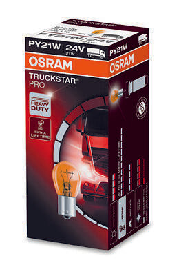 1 Lampada Lampadina Luce OSRAM TRUCKSTAR PRO +100% BAU15s 21W 24V PY21W