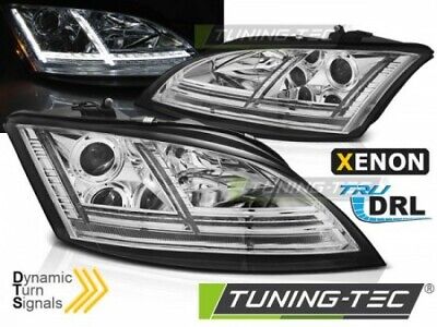 Coppia Fari Fanali Anteriori Tuning  TT 8J 06-10 LED BAR Freccia Din. Xenon D1S
