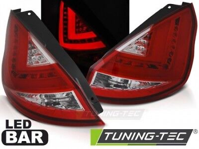 Coppia Fari Fanali Tuning FIESTA MK7 12-15 HB Rosso/Bianco LED BAR