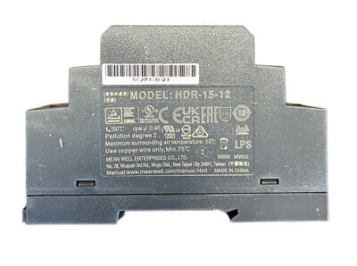 MeanWell HDR-15-12 Alimentatore Guida DIN Ultra Slim 15W 12V 1,25A Input 220V e