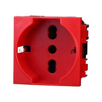 ETTROIT Presa Schuko 2P+T 16A Colore ROSSO Compatibile Con Bticino Living