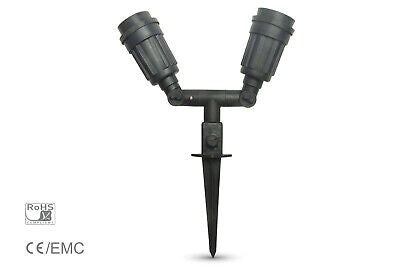 Faretto da Giardino Con Picchetto Attacco E27 Garden Spike Doppia Testa IP44 SK