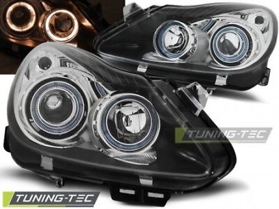 Coppia Fari Fanali Anteriori Tuning CORSA D 04.2006-2011 ANGEL EYES Nero