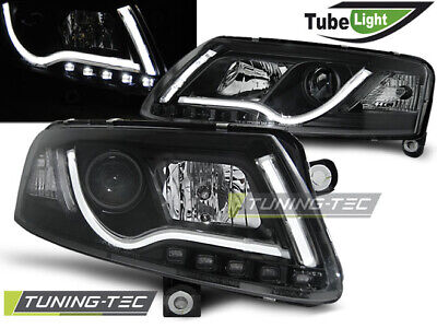 HEADLIGHTS TUBE LIGHT BLACK fits A6 C6 04.04-08