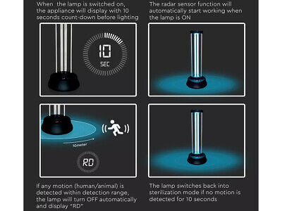 Lampada Germicida UVC 38W Con Generatore Ozono Con Telecomando Sensore Radar e