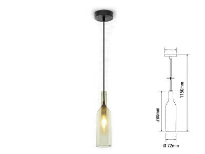 Lampadario a Sospensione Forma Bottiglia In Vetro Colore Trasparente Attacco