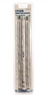 Coppia Tubi Flessibili Per Miscelatore Rubinetto Lungo 30cm Connettori F 3/8" e