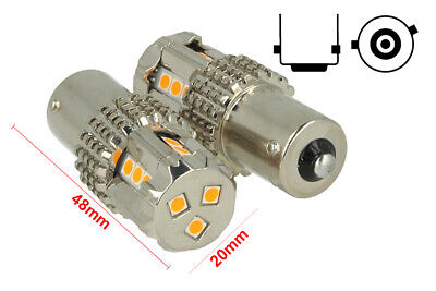 Lampada Led BAU15S 1156 PY21W 45W 12V Arancione Piedi Storti Super Potente Per