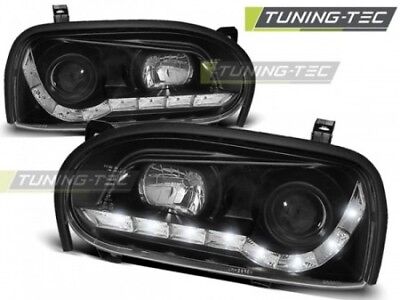 Coppia Set Fari Fanali Anteriori Tuning GOLF 3 09.91-08.97 DAYLIGHT Nero