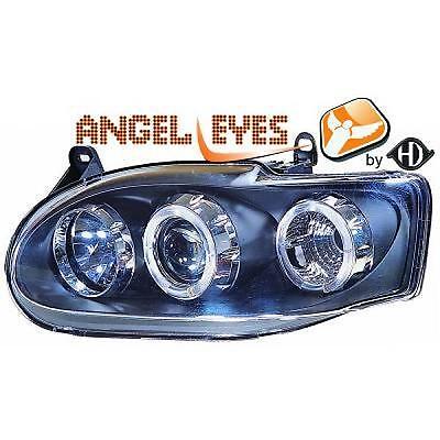 Coppia fari fanali anteriori TUNING ESCORT 95-99 nero con anelli ANGEL EYES