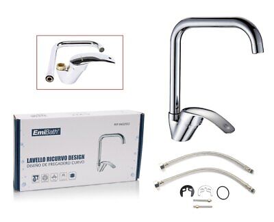 Kit Rubinetto Design Ricurvo Miscelatore Misura 280x220mm Colore Argento