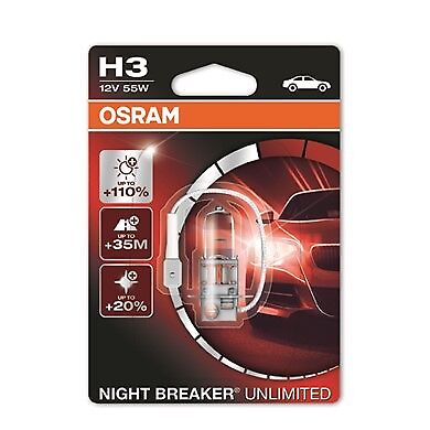 1 Lampada Lampadina Luce OSRAM NIGHT BREAKER [UNLIMITED] H3 (PK22s) 12V +35M