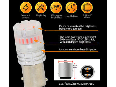 Lampada Led 1157 BAY15D P21/5W Canbus Rosso 12V No Errore IP67 Illuminazione