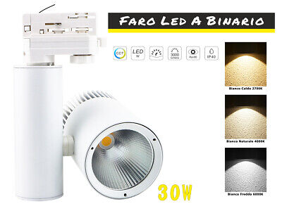 Faro Lampada Led A Binario 30W Trifase CCT CRI 90 Carcassa Bianca 2700K 4000K
