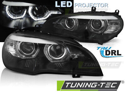 LED HEADLIGHTS ANGEL EYES DRL BLACK fits X5 E70 07-13 (XENON OEM)