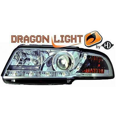 Coppia fari fanali anteriori TUNING A4 94-99 chrome con Dayline a LED